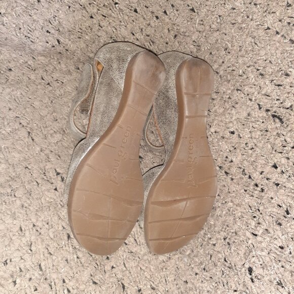 PAUL GREEN-Tammy-Metallic Nubuck/Suede Ankle Strap Wedge Sandal-Sz 6.5-Near Mint - Picture 8 of 8